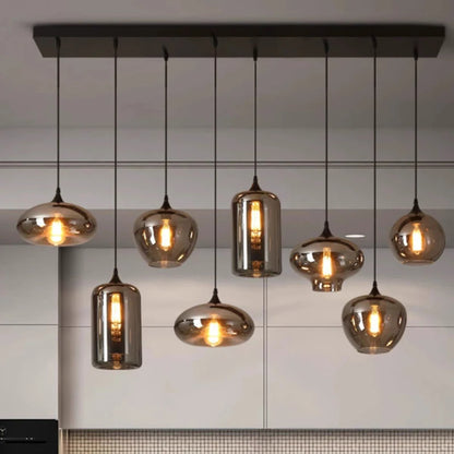 Contemporary LED Pendant Light |3-12 Heads | Glass & Iron | Remote & App Dimmable Chandelier | Brick by Brick