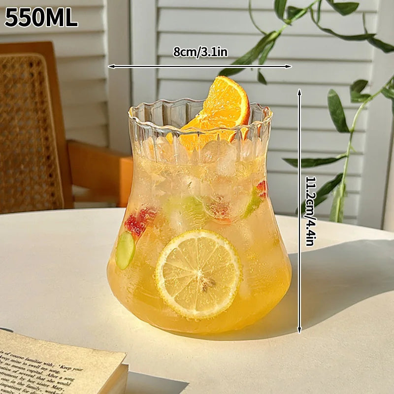 Wave Glass Cup | Transparent Ripple Drinking Cup | 300ml to 650ml | Creative Mug | Brick by Brick
