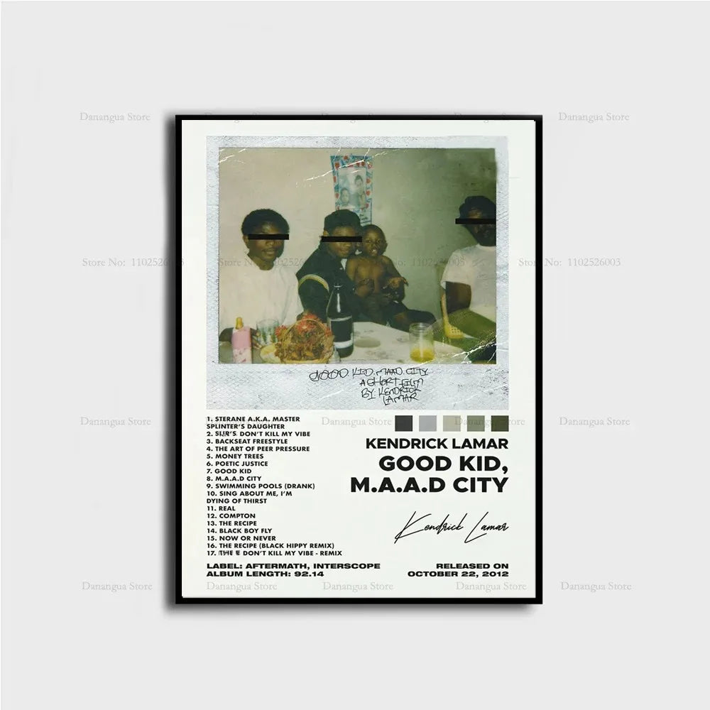 Kendrick Lamar Album Canvas Wall Art | 7.9 - 19.7 in | Good Kid Maad City Poster | Hip Hop Music Decor | Unframed | Brick by Brick