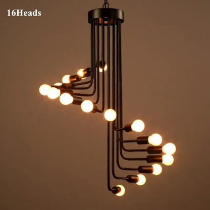 Nordic Spiral LED Chandelier | 16-26 heads | Black | Multi-Head Ceiling Pendant Light | Brick by Brick