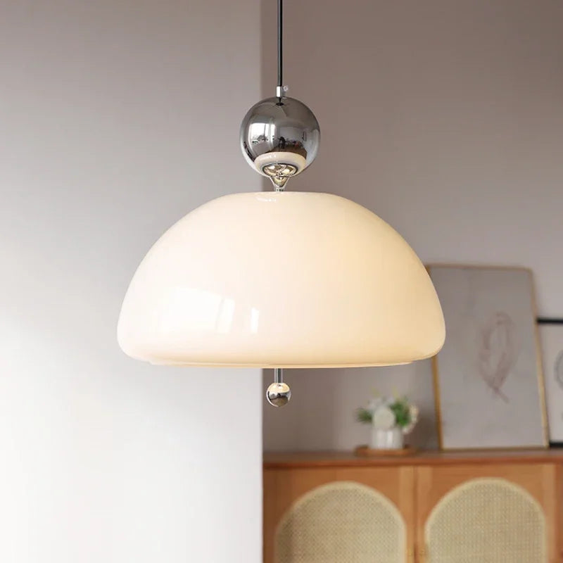 Bauhaus Retro Pendant Lamp | 15.7 x 15 in | Medieval Cream Glass Hanging Light | Nordic Colorful E27 Fixture | Brick by Brick