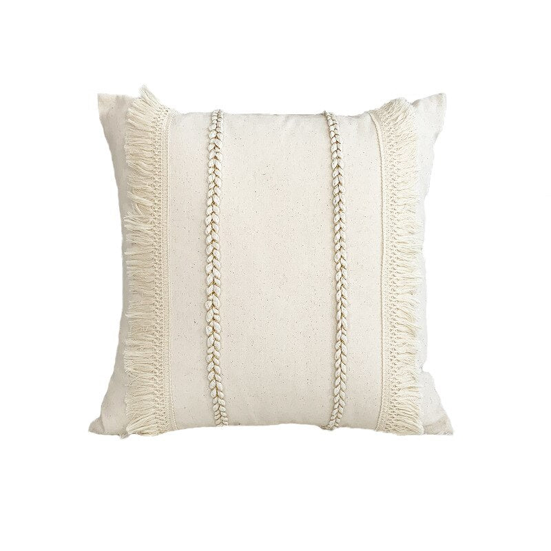 Japandi Cotton Linen Pillow Cover | Beige Woven Design | Modern Cushion Case | Minimalist Home Décor | Brick by Brick