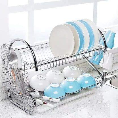 2-Tier Dish Drying Rack | Kitchen Drainboard Set | Stainless Steel | Rust-Proof | Brick by Brick