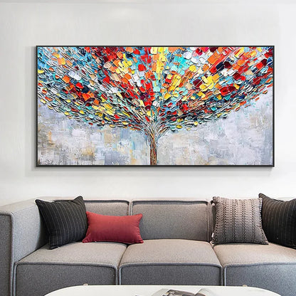 Hand Painted Blossom Tree Wall Art | 19.7 - 59.1 in | Abstract Blue Flower Oil Painting | Modern Canvas | Brick by Brick