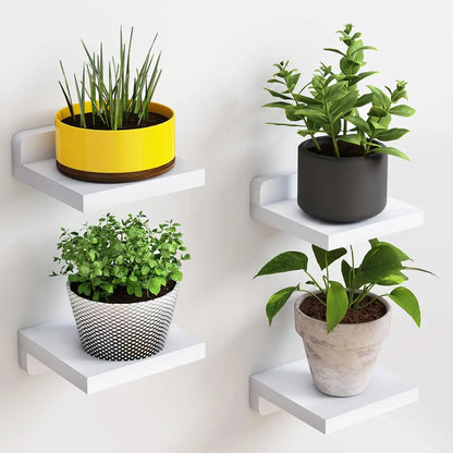 Mini Wooden Floating Shelves | 5 × 5 in | 4-Pack Wall Ledges | Rustic Home Display