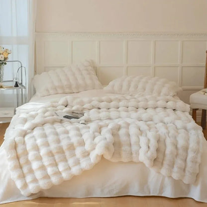 Faux Fur Throw Blanket | Double-Sided Soft Plush Polyester | Warm Decorative Sofa & Bed Blanket | Brick By Brick