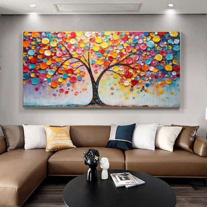 Hand Painted Blossom Tree Wall Art | 19.7 - 59.1 in | Abstract Blue Flower Oil Painting | Modern Canvas | Brick by Brick