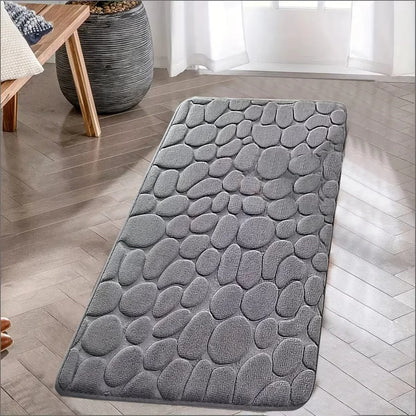 Cobblestone Kitchen Mat | L23.62-62.63 in | Non-Slip Washable Polyester Rug | Absorbent Home Floor Carpet | Brick by Brick