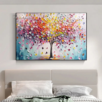 Hand Painted Blossom Tree Wall Art | 19.7 - 59.1 in | Abstract Blue Flower Oil Painting | Modern Canvas | Brick by Brick
