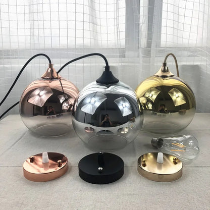 Modern Glass Ball Pendant Light | D5.9 - 15.7 in | Hanging Ceiling Lamp | Dining Room Bedroom Kitchen Fixture | Brick by Brick