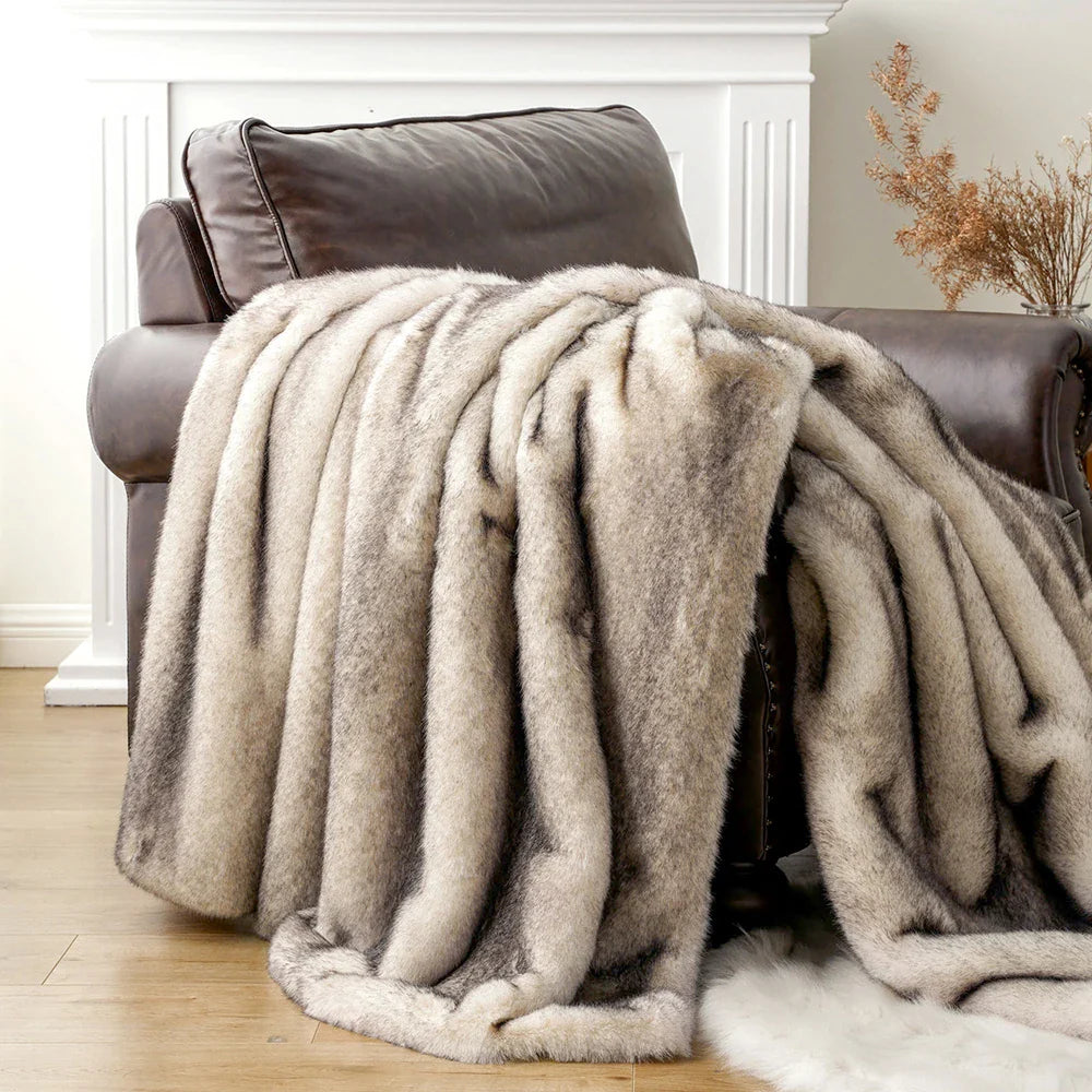 Yūgen Faux Fur Throw | H50 & H59.8 in | Japandi Inspired | Plush & Handmade | Brick by Brick