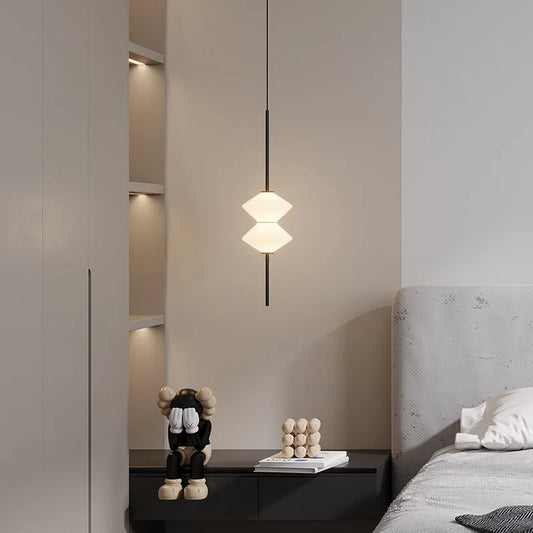 Pendant Light | Modern White Glass | 5.9 x 23.6 in | LED Ceiling Fixture | Art Deco Style | Brick by Brick