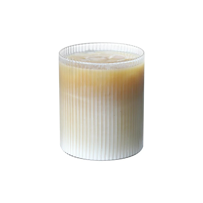Ribbed Glass Tumbler | 250ml to 350ml | Heat Resistant Vertical Stripe Cup | Nordic Drinking Glass | Brick by Brick