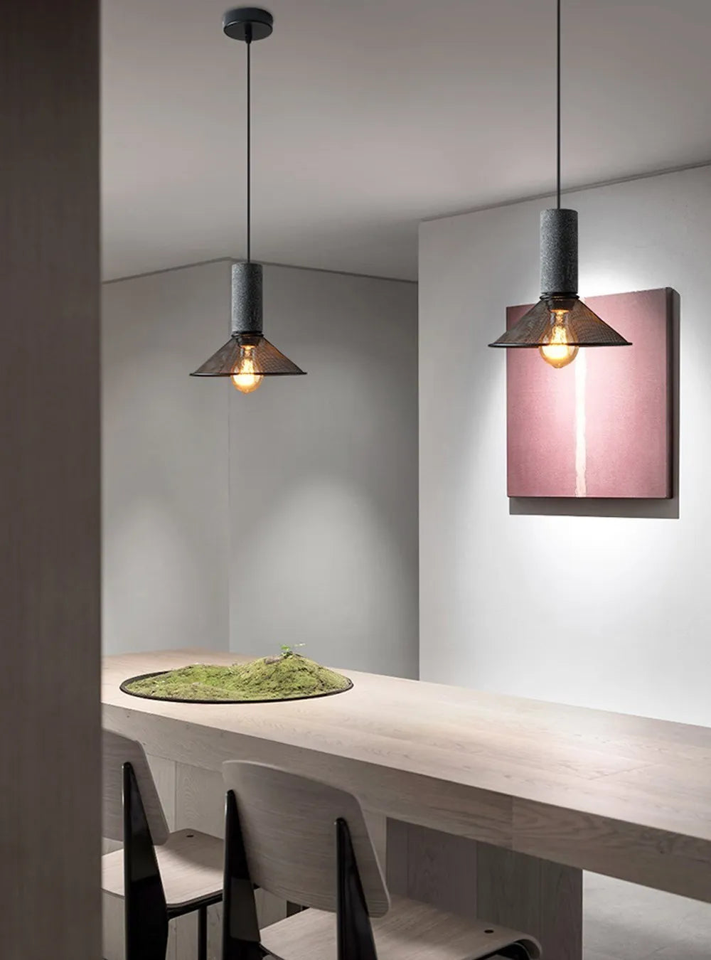 Retro Pendant Lamp | Cement and Iron Birdcage Shade | Hanging Light Fixture | E27 Socket | Brick by Brick