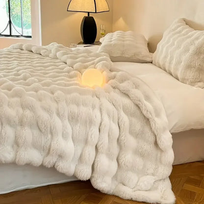Faux Fur Throw Blanket | Double-Sided Soft Plush Polyester | Warm Decorative Sofa & Bed Blanket | Brick By Brick