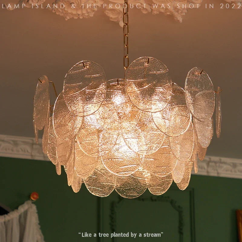 Glass Disc Chandelier | Modern Pendant Light | Iron & Glass | Adjustable Chain | E14 Bulb Fixture | Brick by Brick