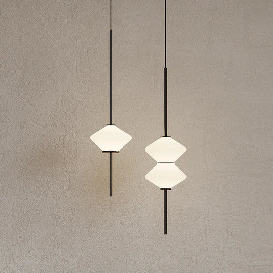Pendant Light | Modern White Glass | 5.9 x 23.6 in | LED Ceiling Fixture | Art Deco Style | Brick by Brick
