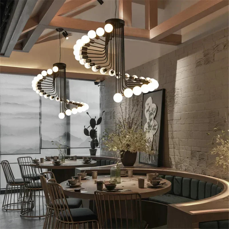 Nordic Spiral LED Chandelier | 16-26 heads | Black | Multi-Head Ceiling Pendant Light | Brick by Brick