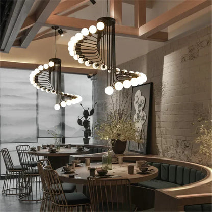 Nordic Spiral LED Chandelier | 16-26 heads | Black | Multi-Head Ceiling Pendant Light | Brick by Brick