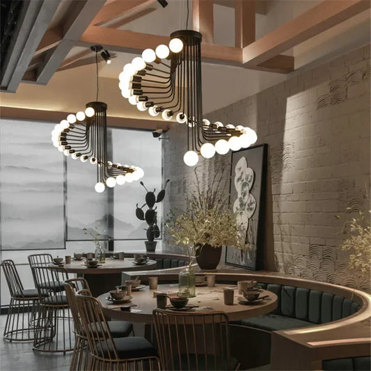 Nordic Spiral LED Chandelier | 16-26 heads | Black | Multi-Head Ceiling Pendant Light | Brick by Brick