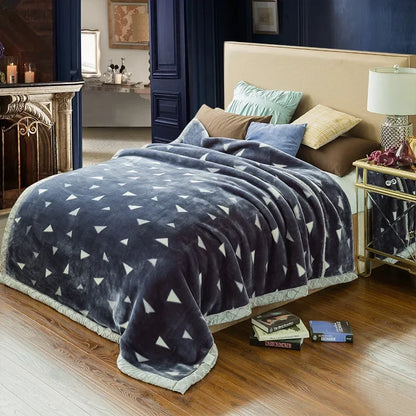 Weighted Blankets Double Layer Raschel Throw | 59 - 79 in | Soft Warm Faux Fur Mink Blanket | Fluffy Plush Microfiber Quilt | Brick by Brick