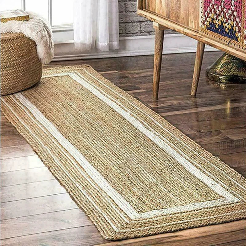 Textured Jute Rug | 15.7" x 23.6" to 47.2" x 82.7" | Black & White Border | Area Rug | Natural Durable Weave | Brick by Brick