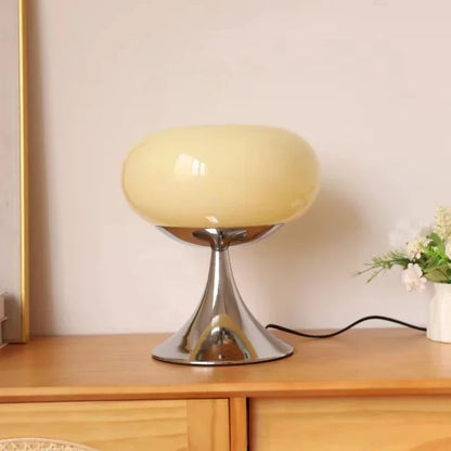 Bauhaus Vintage Glass Atmosphere Lamp | 7.5 x 10.2 x 11.8 in | Cream Wind LED Table Light | Retro Bauhaus Style Lighting | Brick by Brick