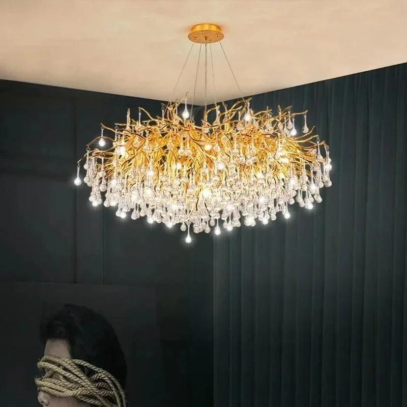 American Crystal Pendant Chandelier | D15.7- 47.2 in & L39.4-70.9 in | Modern Luxury Ceiling Light | Brick by Brick