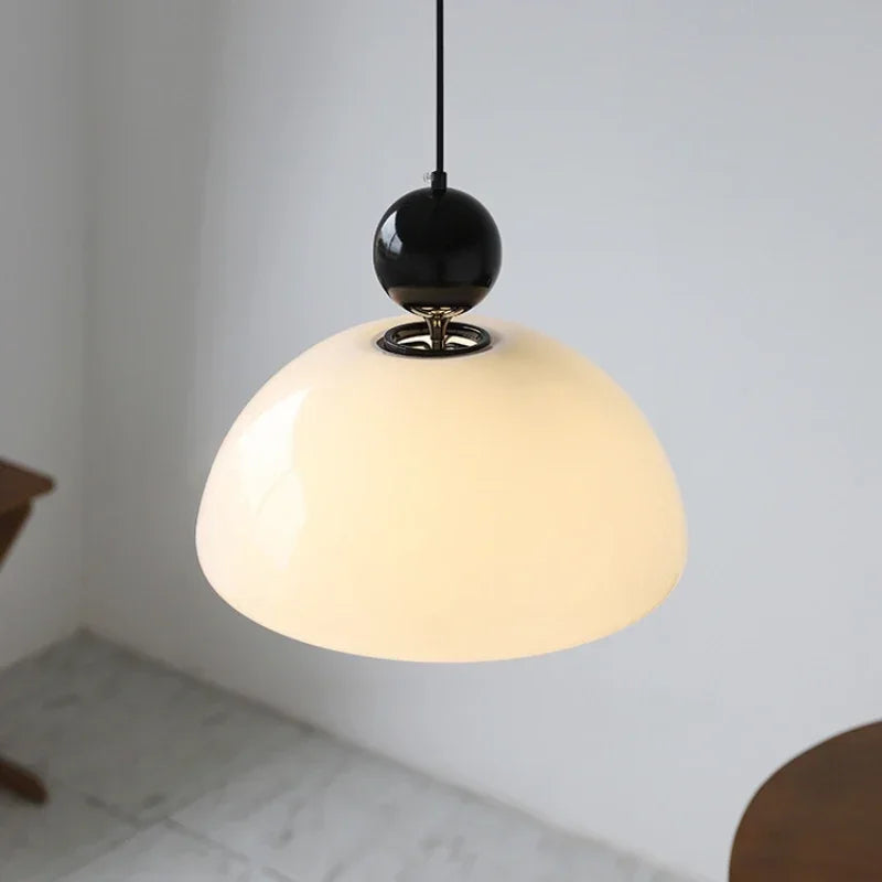 Bauhaus Retro Pendant Lamp | 15.7 x 15 in | Medieval Cream Glass Hanging Light | Nordic Colorful E27 Fixture | Brick by Brick