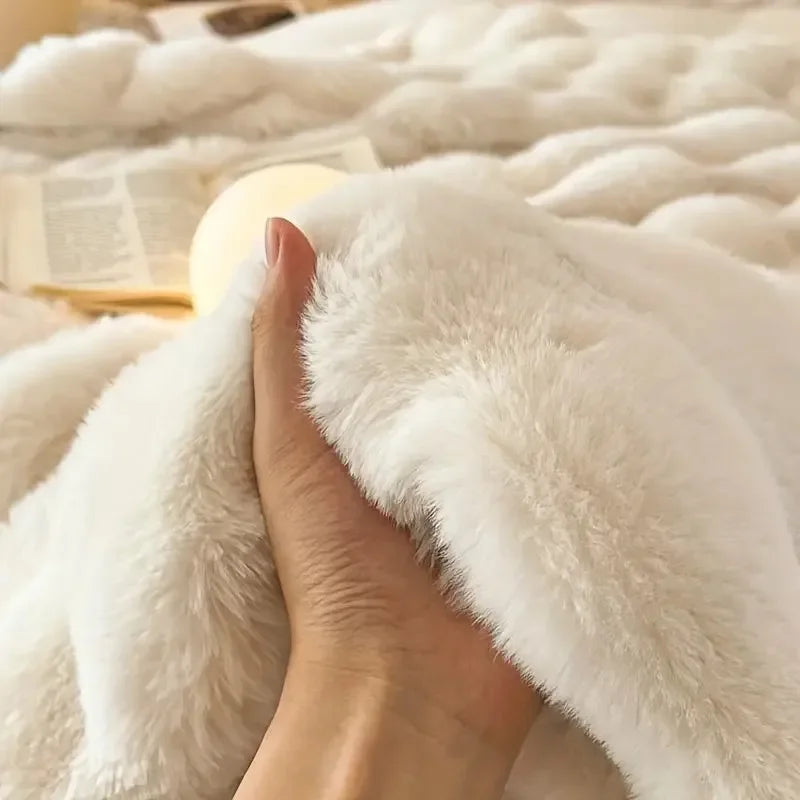 Faux Fur Throw Blanket | Double-Sided Soft Plush Polyester | Warm Decorative Sofa & Bed Blanket | Brick By Brick