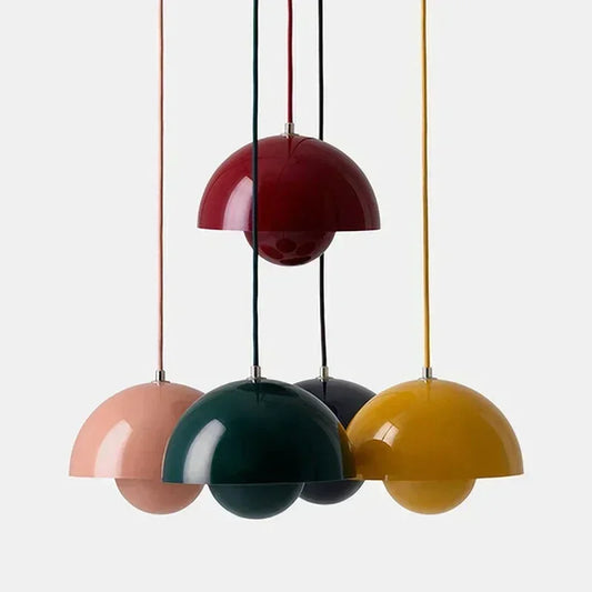 Nordic Flower Bud Pendant Lamp | 9.1 x 6.3 in or 15.7 x 10.2 in | Indoor LED Lighting | Iron Shade | Brick by Brick
