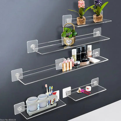 Clear Acrylic Floating Shelf | 7.9-19.7 in | Wall Mounted Storage Rack | Thick Invisible Display Ledge | Brick by Brick