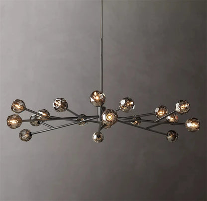 Black Smoke Crystal Ball Oval Chandelier | H7.9 - H11.8 in | LED Copper | K9 Glass Pendant | Brick by Brick