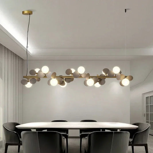 Modern Nordic Glass Ball Chandelier | 6 - 12 Heads | Long Gold Iron Pendant Light | LED Hanging Lamp | Brick by Brick