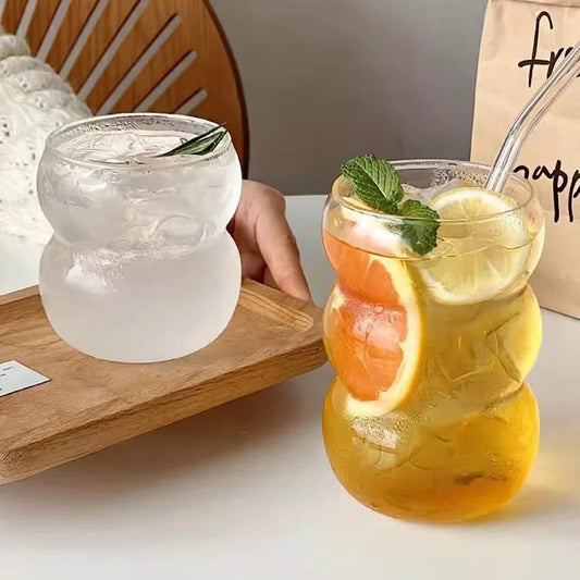 Wave Glass Cup | Transparent Ripple Drinking Cup | 300ml to 650ml | Creative Mug | Brick by Brick