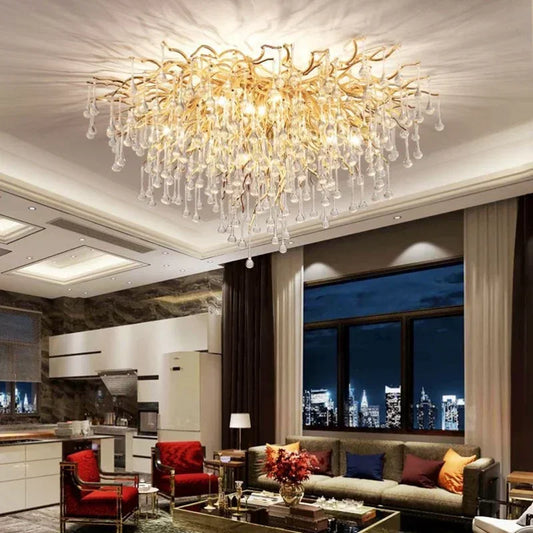 American Crystal Pendant Chandelier | D15.7- 47.2 in & L39.4-70.9 in | Modern Luxury Ceiling Light | Brick by Brick