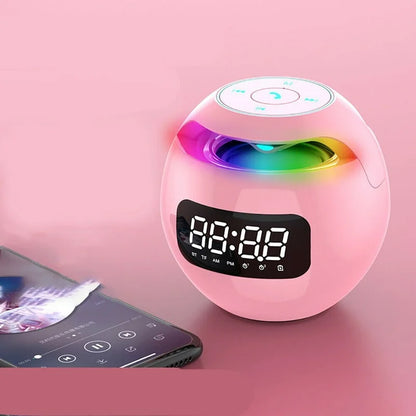 LED Smart Clock Speaker | 3.3 x 3.3 in | RGB Light Bluetooth Alarm | Multifunction Digital Display | Brick by Brick