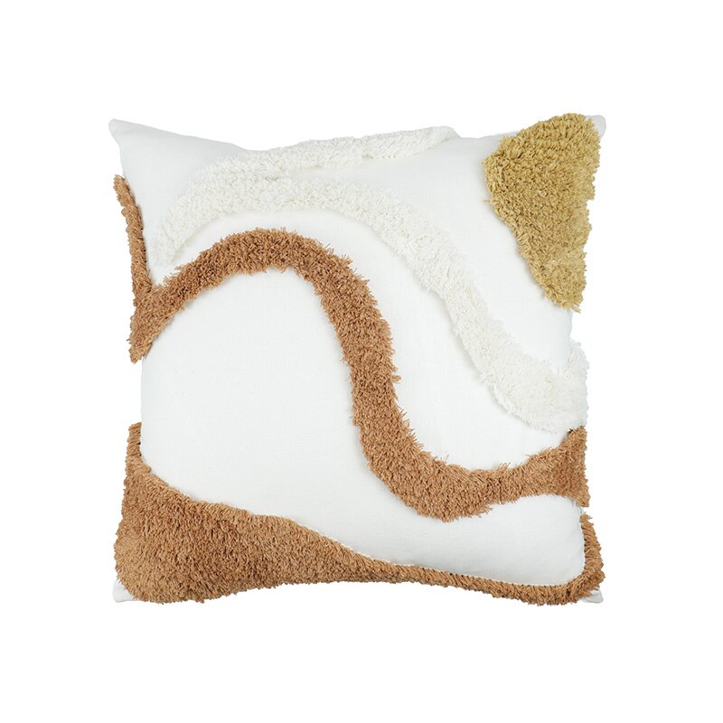 Japandi Artistic Pillow | Cotton & Linen | Beige Striped | Soft, Decorative Accent | Home & Bedroom