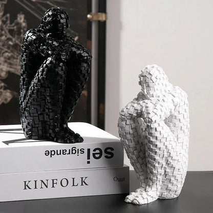 Shizuka Ornament Sculpture | 8.3" Abstract Resin Figurine | Woven Texture