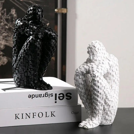 Shizuka Ornament Sculpture | 8.3" Abstract Resin Figurine | Woven Texture