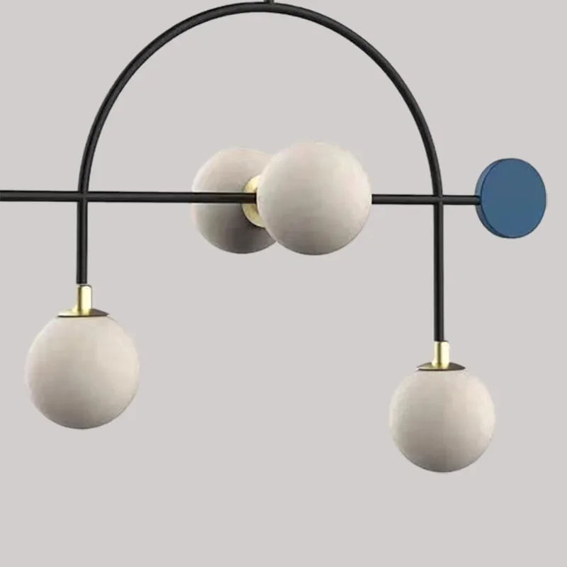 Designer Pendant Lamp | White Glass Art Deco Suspension Light | 4 Bulb Adjustable Hanging Fixture | Brick by Brick
