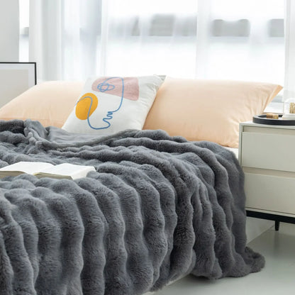 Faux Fur Throw Blanket | Double-Sided Soft Plush Polyester | Warm Decorative Sofa & Bed Blanket | Brick By Brick