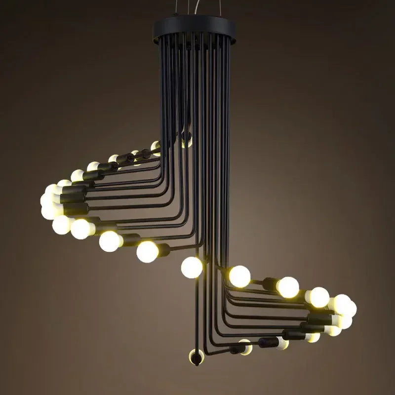 Nordic Spiral LED Chandelier | 16-26 heads | Black | Multi-Head Ceiling Pendant Light | Brick by Brick