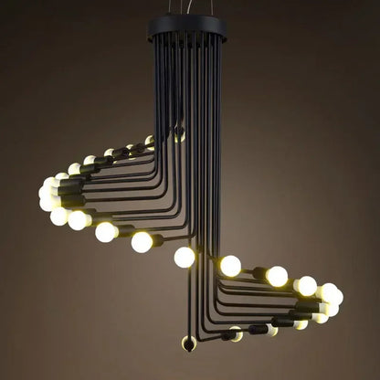 Nordic Spiral LED Chandelier | 16-26 heads | Black | Multi-Head Ceiling Pendant Light | Brick by Brick