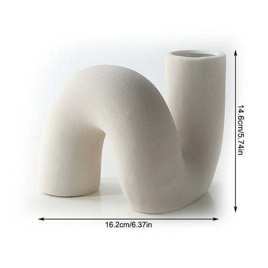 Japandi Twisted Tube Vase | 6.37 x 5.74 in | Modern Home Decor | Wood & Glass | Brick by Brick