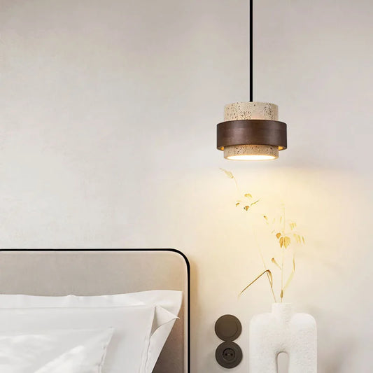 Natural Stone LED Pendant Lamp | L26.6 - L39.4 in | 59.1 in Adjustable Ceiling Light | Brick by Brick