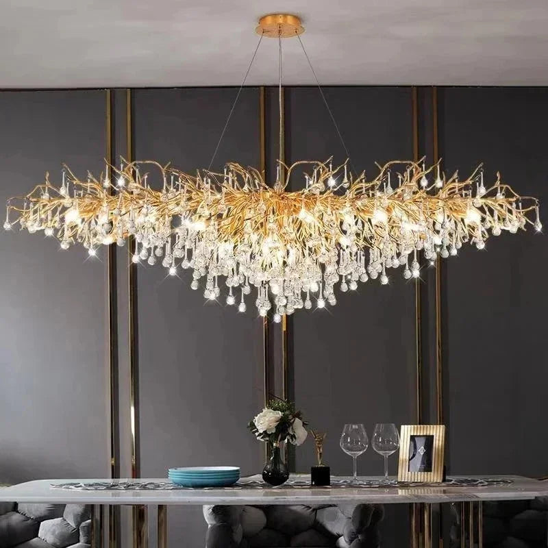 American Crystal Pendant Chandelier | D15.7- 47.2 in & L39.4-70.9 in | Modern Luxury Ceiling Light | Brick by Brick