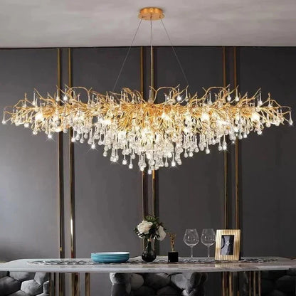 American Crystal Pendant Chandelier | D15.7- 47.2 in & L39.4-70.9 in | Modern Luxury Ceiling Light | Brick by Brick