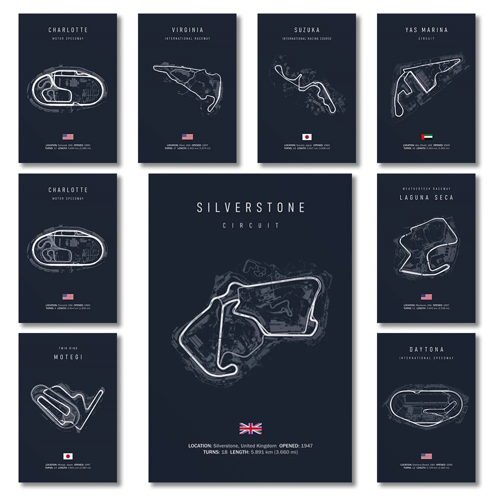 F1 Track Wall Art | 8in - 20in | Motorsport Canvas Print | Racing Circuit Poster | Home & Office Decor | Brick by Brick