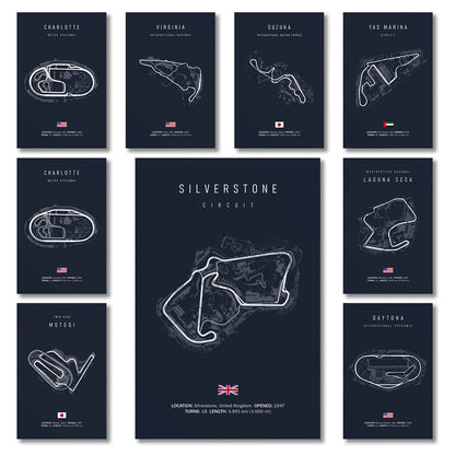 F1 Track Wall Art | 8in - 20in | Motorsport Canvas Print | Racing Circuit Poster | Home & Office Decor | Brick by Brick
